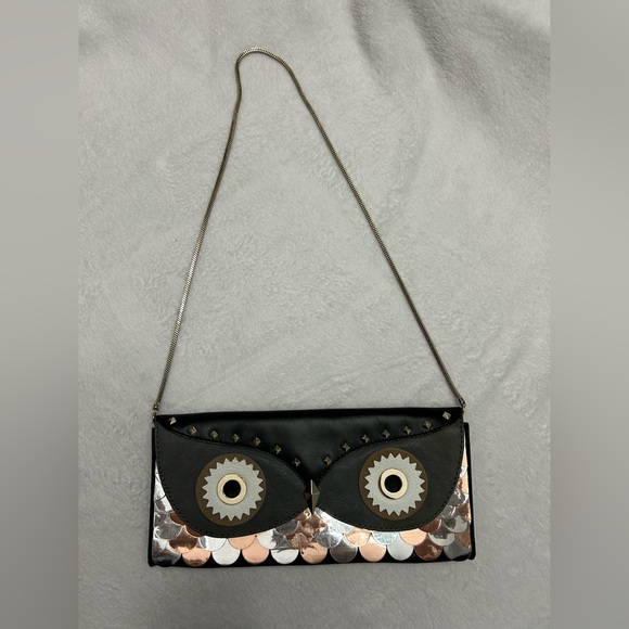 kate spade Handbags - Kate Spade Wise Owl Leather & Metallic Clutch Convertible Shoulder Purse Bag